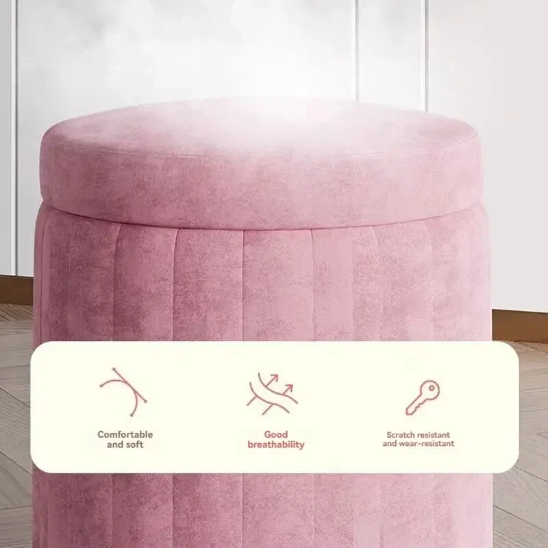 Light Luxury Makeup Stool, Bedroom round Stool, Sofa Stool, Dressing Table Stool, Internet Celebrity Storage Stool