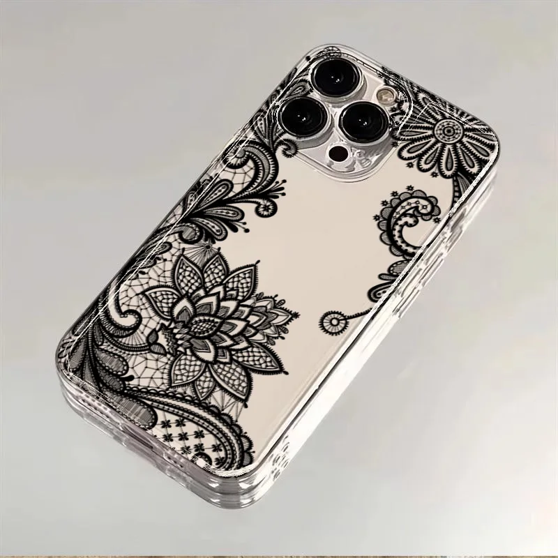 เคสโทรศัพท์ลายดอกไม้ลูกไม้สีดำสุดฮิตสำหรับ Xiaomi Poco X5 X3 Pro F5 X6 X7 F6 F7 M6 Pro 4G ป้องกันการกระแทก ผลิตจาก TPU นิ่ม