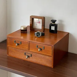 Wooden desktop shelving Sundries Stationery organizer desk office drawer locker Cosmetic storage box