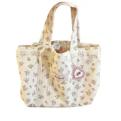 Canvas Tote Bag For Women Large Capacity Print Canvas Shoulder Bags With Sweet Lace Bow