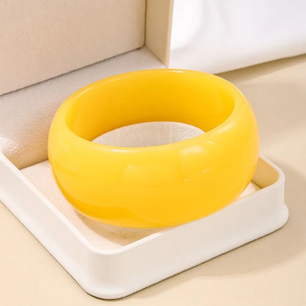 Bohemian Acrylic Open Bangle Shiny Smudging Jelly Color Wide Bracelet Jewelry Accessories Minority Design Retro Hand Ring