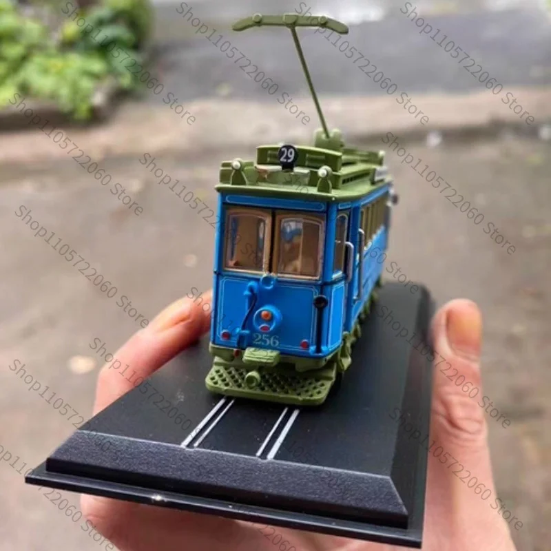 1:87 Static Simulation European Tram Model Blue‑Green Desktop Collectible Display Ornament