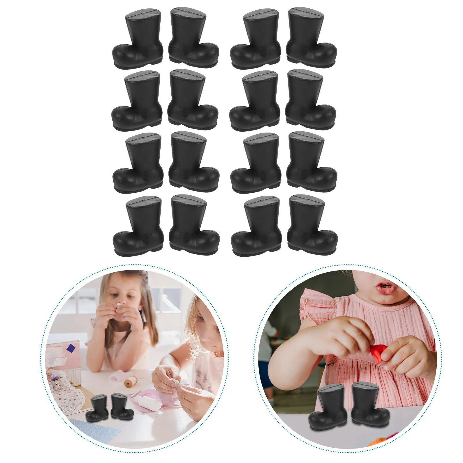 

30Pcs Christmas Miniature Santa Claus Boots Black Plastic Dollhouse Holiday Mini Shoe Accessories Mini Santa Boots Christmas