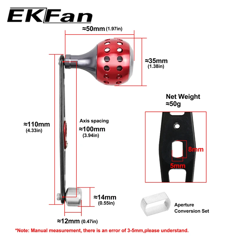 EKFan Strong Durable 8*5mm Hole Single Fishing Reel Handle Aluminum Alloy Fishing Reel Rocker For Spinning FishingTackle Tool
