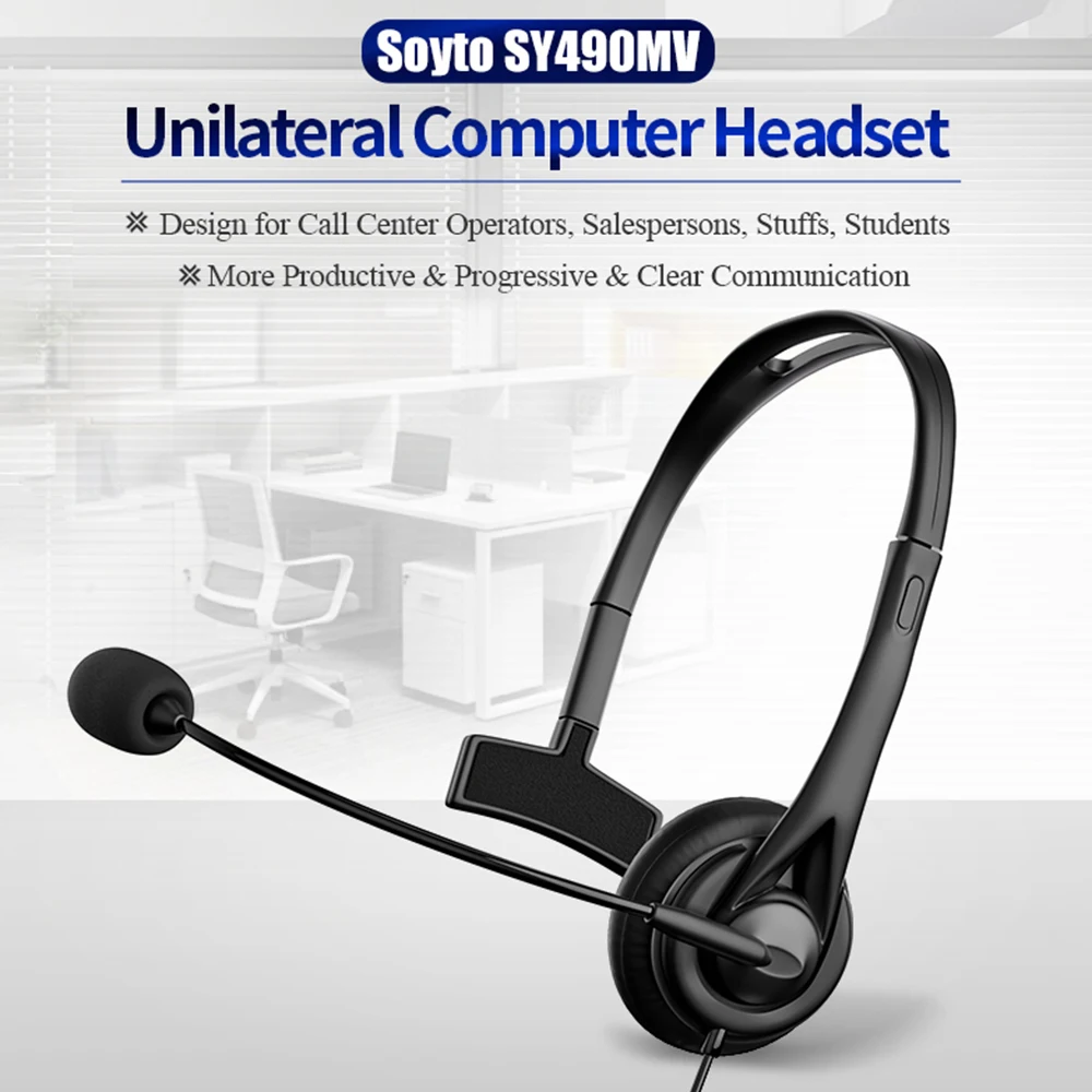 Universal Call Center Headphone 3.5mm USB Wired Business Headset With Mic Volume Control Mute Cancelling Telephone Operator