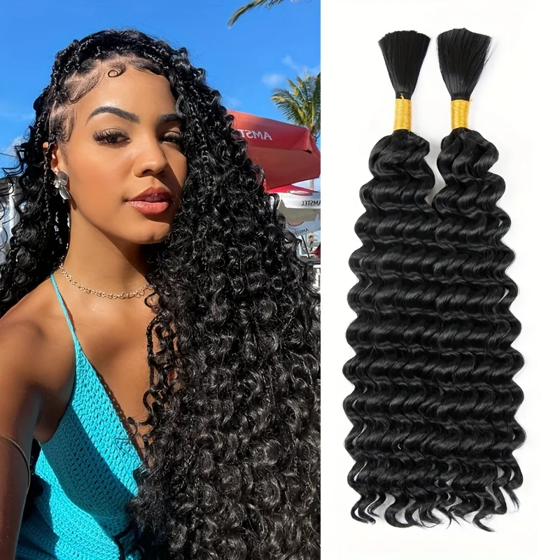 

Deep Wave Bundles & Boho Braids 24 Inch Hair Extensions - Natural Looking 1B Color Easy To Install For Versatile Styling Free