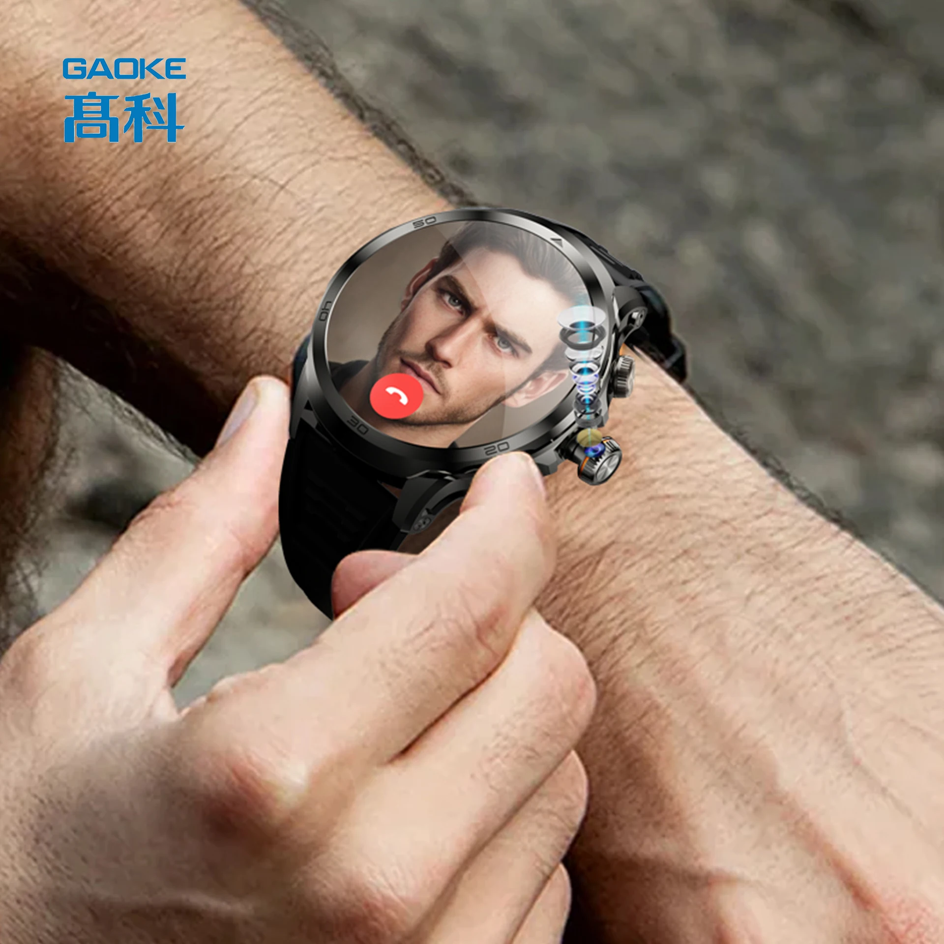 GAOKE H19 Cellular Man Sports Heart Rate Smartwatch 4G Sim Card Round Android Smart Watch Nfc Payment With Camera