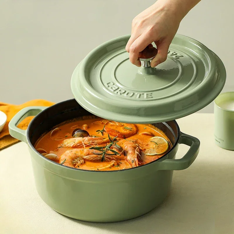 The Price of Cast Iron Enamel Pot for Household Non Stick Stewed Meat Non Rusting Easy To Clean with Lid Cookware Kitchen