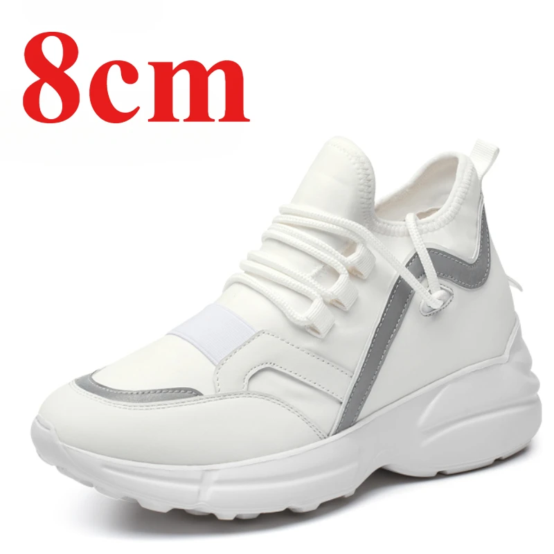 

Женские туфли увеличенного роста, модные белые туфли для папы 8 см, осенние удобные туфли с невидимой внутренней частью, увеличивающие рост