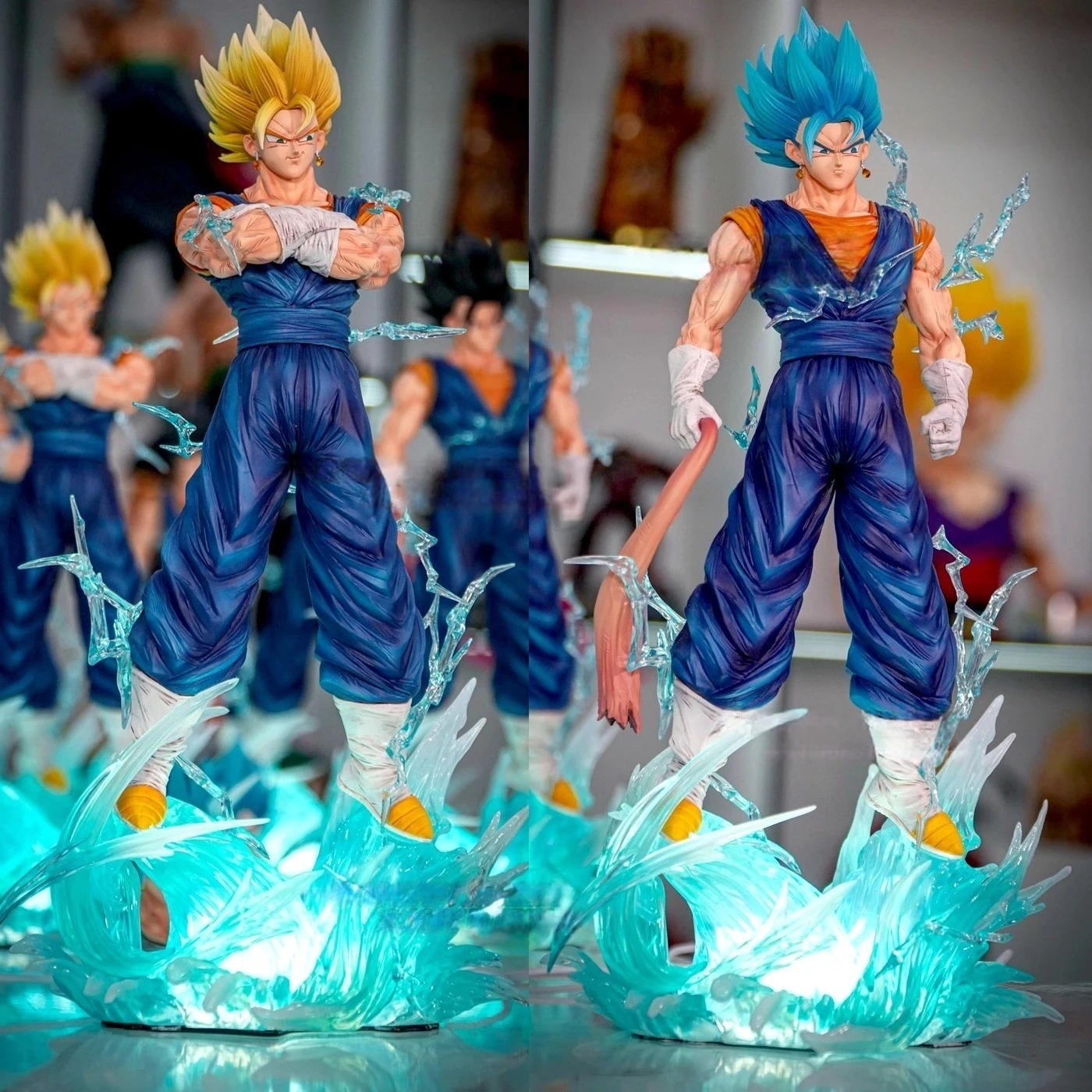 

Jt Statue 38cm/14.96inch Dragon Ball Z Vegetto Figure 3 Heads Replace Super Saiyan Action Figures Collection GT Model Toys Gift
