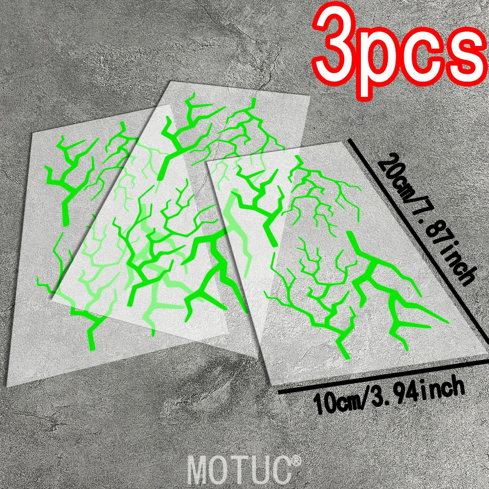 3PCS Lightning Crack Motorcycle Sticker Waterproof Vinyl Decal Racing Bike Body Modification Decoration