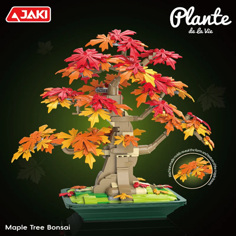 Romantic Valentine's Day Building Blocks Bonsai Maple Tree Model DIY  Desktop Home Decoration Ornament Gift for Girls Women Kids