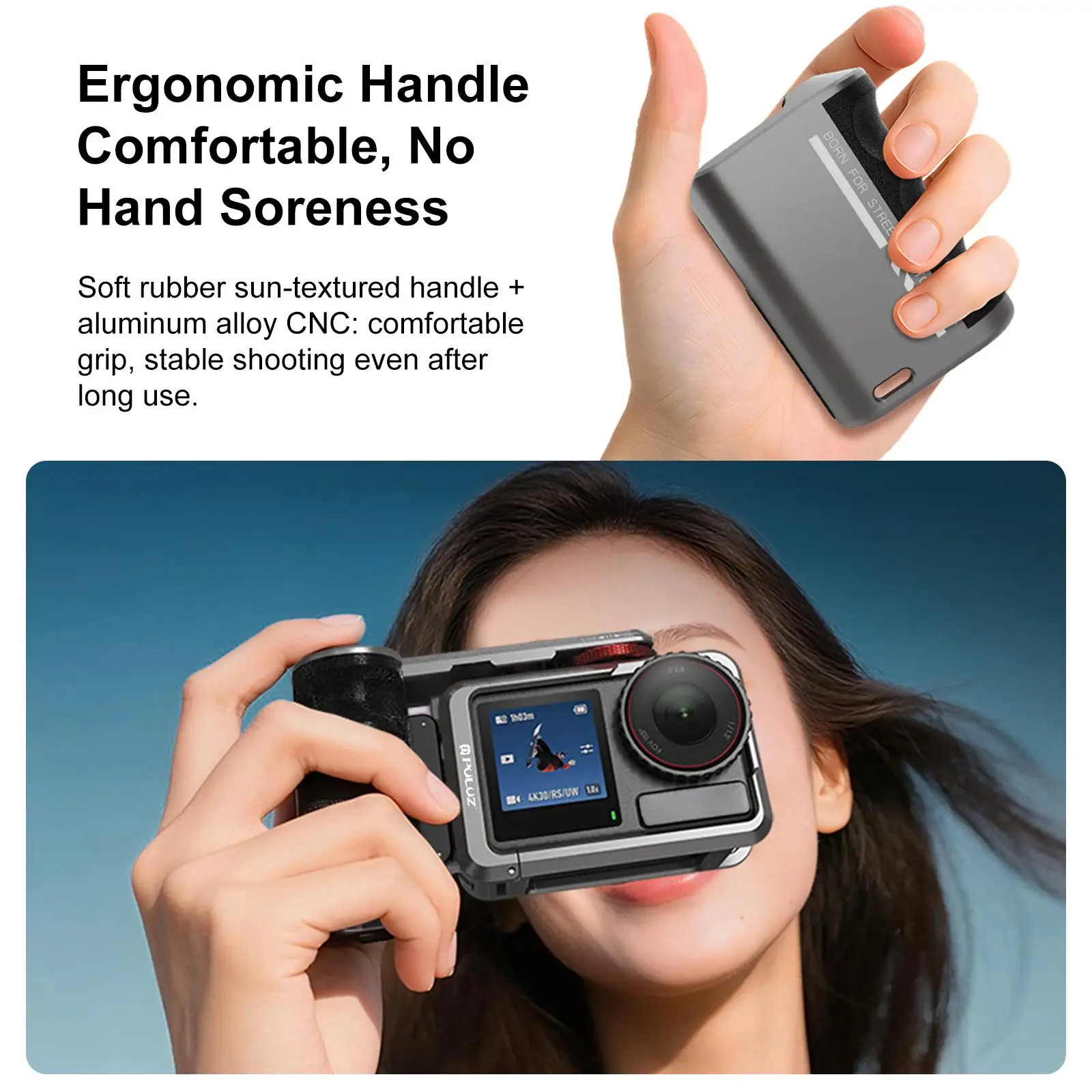 Für DJI Osmo Action 5 Pro / 4 / 3 PULUZ Kamerakäfig-Erweiterungsadapter aus Metall mit Griff – Detail 8