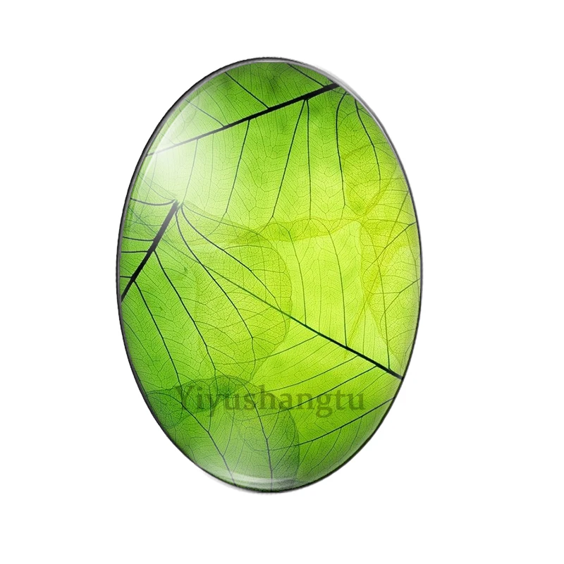 Daun transparan warna-warni cantik 13x1 8mm/18x2 5mm/30x40mm kaca foto Oval demo cabochon temuan pembuatan belakang datar