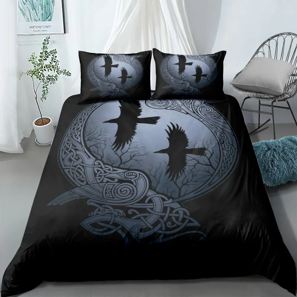Viking Celtic Duvet Cover Set Scandinavian Culture Yggdrasil Fenrir Bedding Set Ancient Mythology Religion Quilt Cover King Full