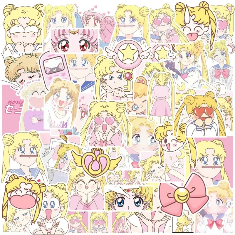 50pcs Sailor Moon Kawaii Stickers Cartoon Anime Derivative Peripherals Cute Sticker Notebook Water Glasses Decoration Gifts New view 2