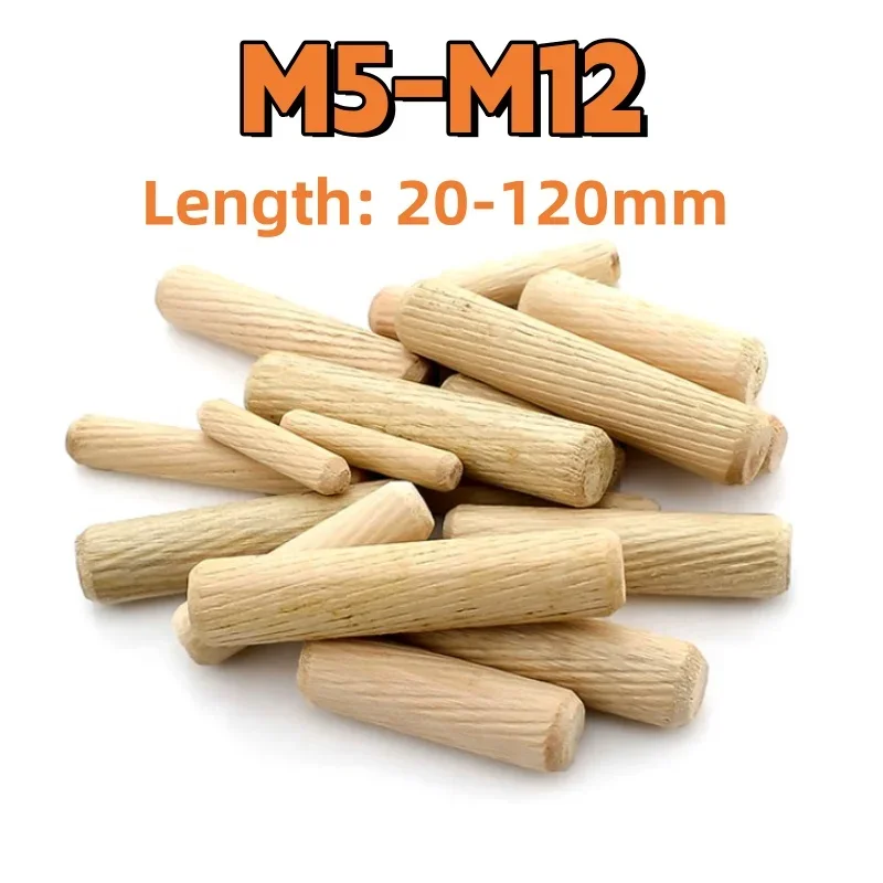 Wooden Dowel Pin M5M6M8M10M12 Wooden Stopper Cabinet Drawer Round Fluted Wood Craft Pins Rods DIY Furnitures Accessories Dowel