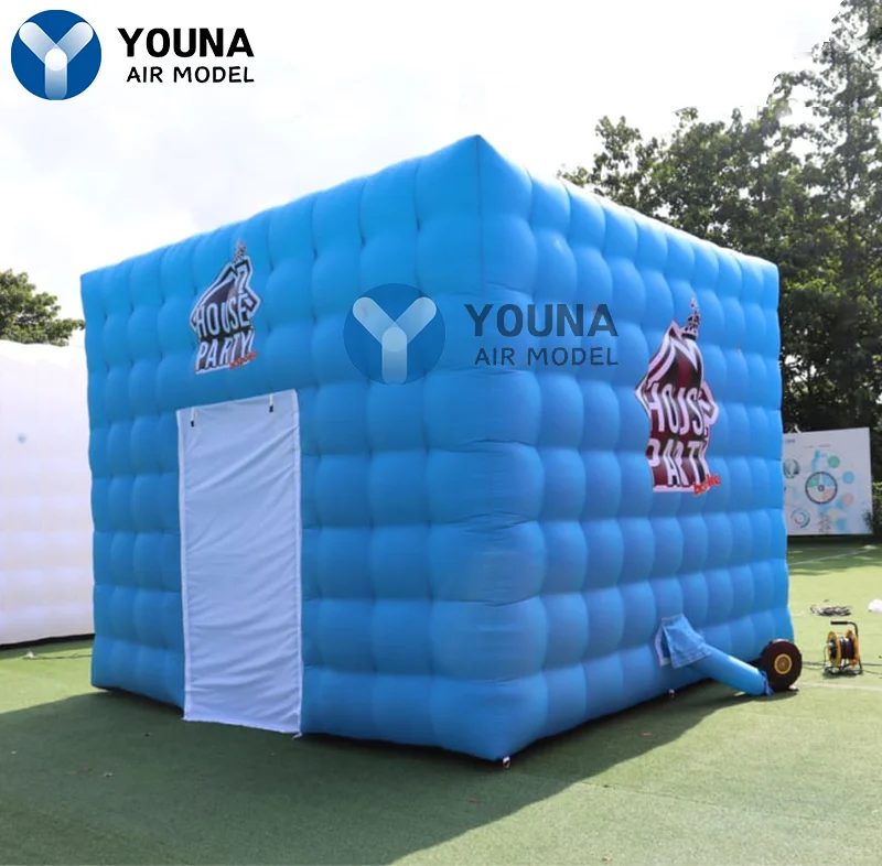 Deluxe Big Inflatable Cube Tent with Blower, Removable Sun Shelter, Suitable for Parties and Weddings