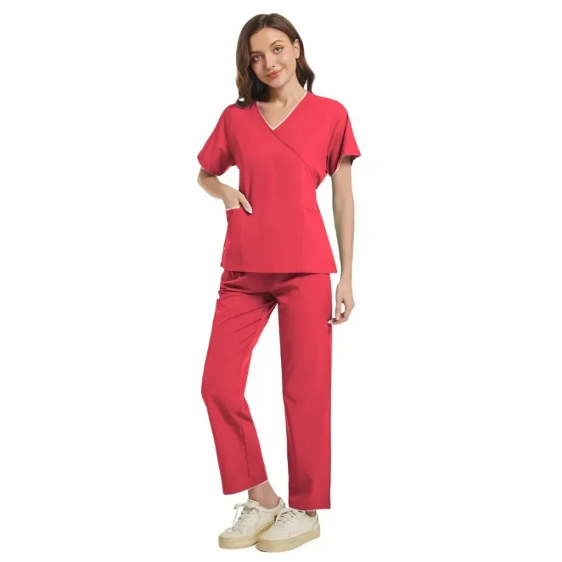 Conjunto de esfrega de enfermagem médica feminina, Uniforme cirúrgico feminino, Esfoliação elástica, Médicos e enfermeiros, Atacado