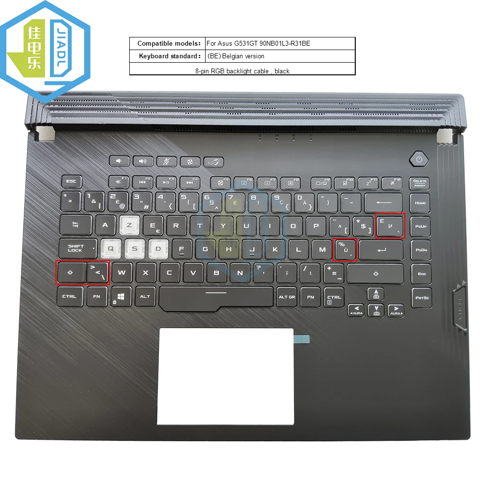 New UK TR SP PO LA CS BE RGB 8pin backlight laptop keyboard Topcase Palmrest For Asus G531GT Laptop Keyboards C Shell