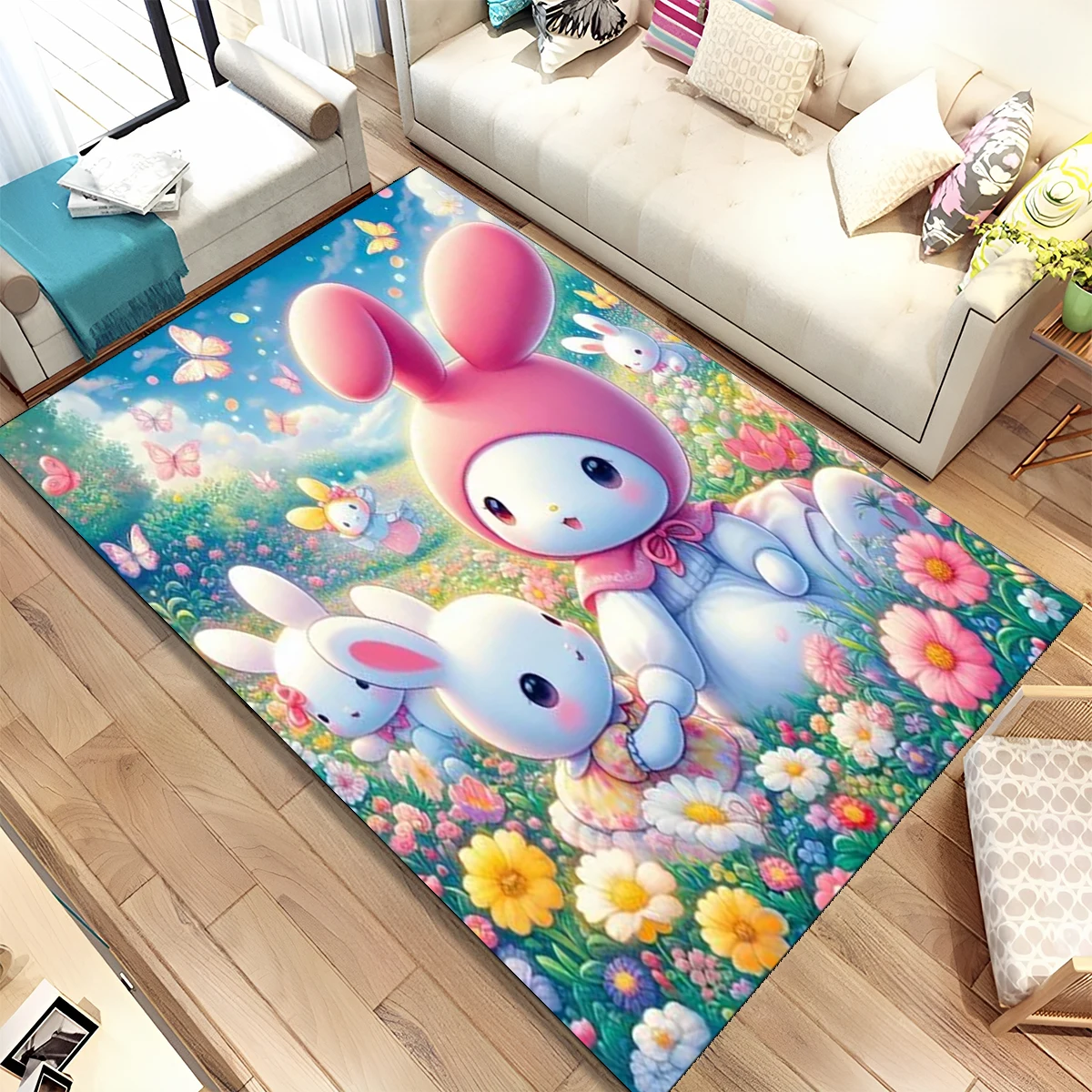 2025 New Kuromi Melody Sanrio Cartoon Girl Carpet Rug for Bedroom Living Room Home Sofa Decoration,Children Game Decor Floor Mat