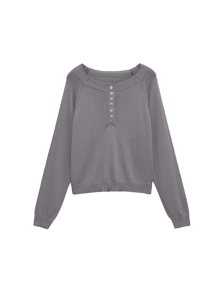 

European and American style autumn new fashion women's loose casual temperament simple round neck long sleeve sweater