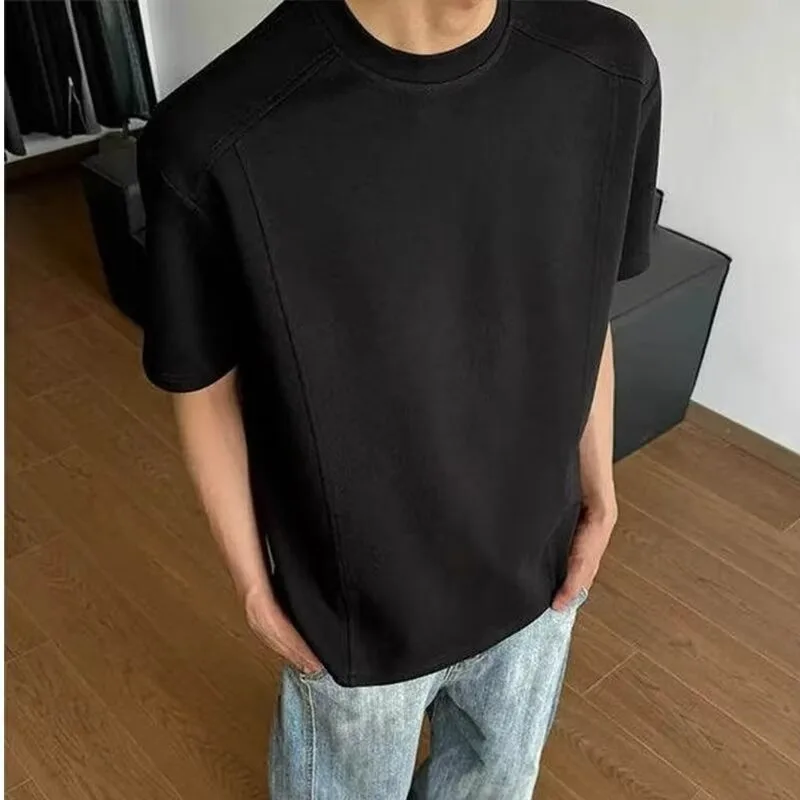 Men's T-shirt Features Simple Trendy Design with Round Neck Short Sleeve New Style of Loose Casual Popular T-shirt on Instagram