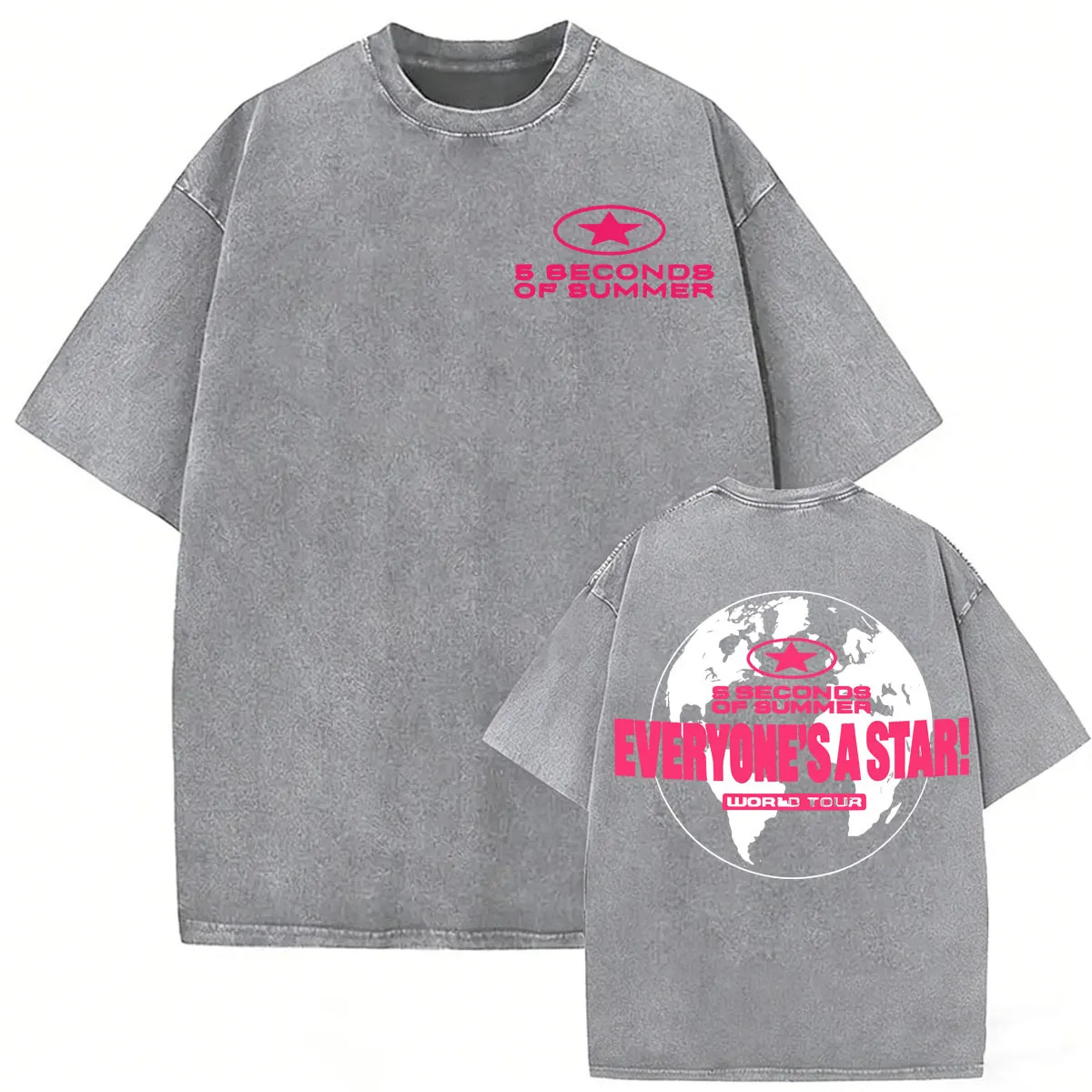 5 Seconds of Summer Everyone's A Star World Tour 2026 Vintage Washed T-shirts Men Women Fashion Hip Hop Gothic Oversized T Shirt