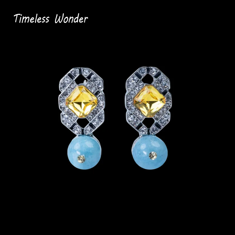 

Timeless Wonder Fancy Crystal Zircon Geo Stud Earrings Women Designer Jewelry Trendy Gift Top Classy Simple Neat Party 5133