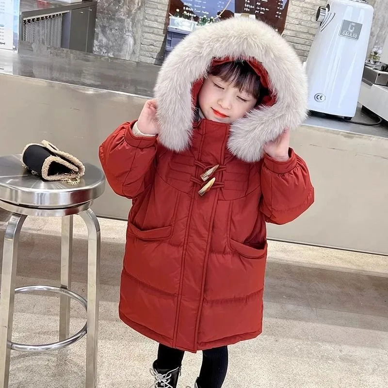 Girls' Heavyweight Thermal Insulated Coat for Winter 2025 Release MediumLarge Kids' Cold Resistant Cotton Coat Trendy Design