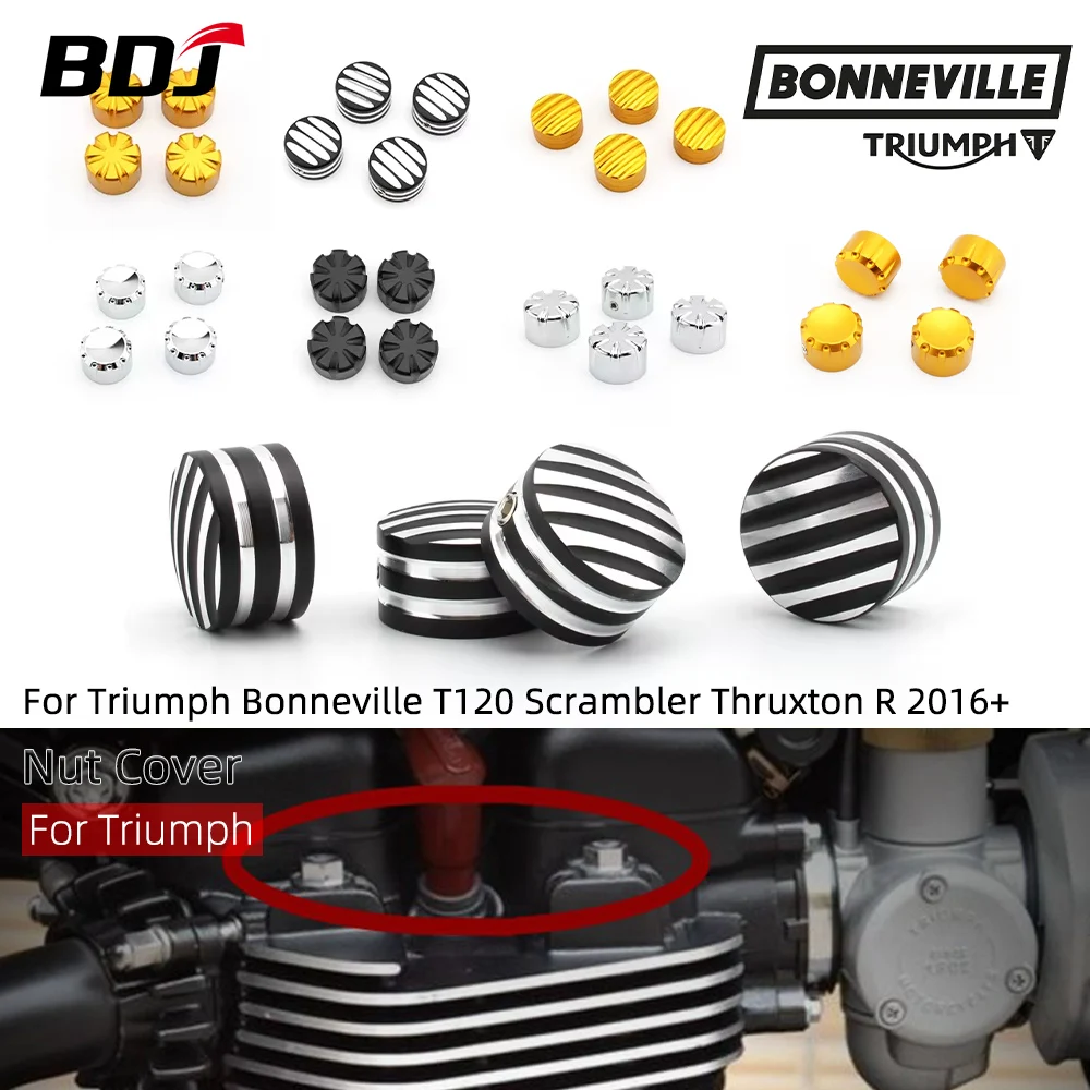 BDJ Bonneville Nut Cover 4Pcs Spark Plug Head Bolts Caps Screws For Triumph Bonneville T120 Thruxton R Street Twin Cup Scrambler