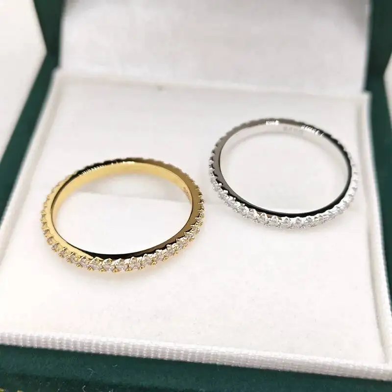 JoiasHome Gold Filled Wedding Band For Women Certified D Color VVS1 Lab Created 2mm Moissanite Eternity Ring Sparkling Jewelry view 2