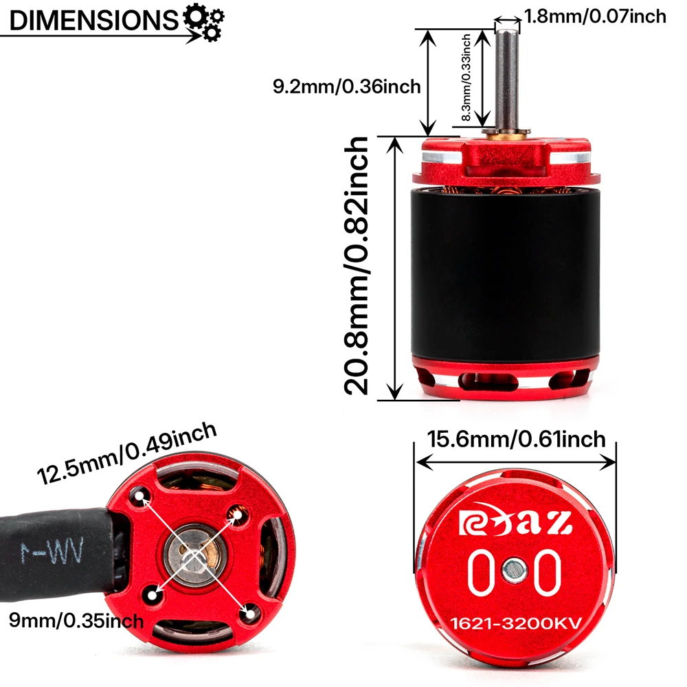 9IMOD 1621 Borstelloze Motor 3200KV/3600KV Voor 1/24 1/18 RC Crawler Auto Axiale SCX24 TRX4M