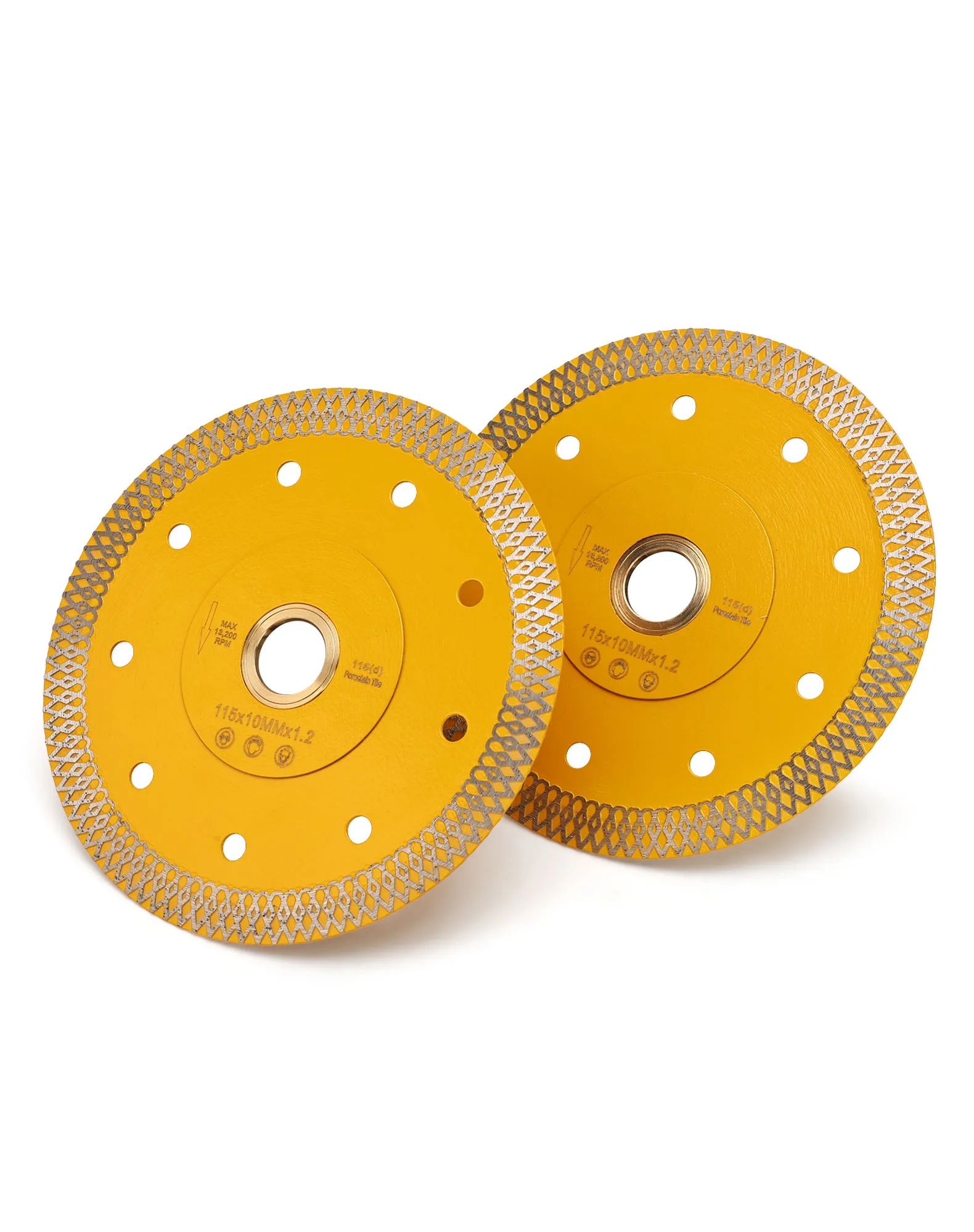 2Pcs 115mm Turbo Mesh Diamond Saw Blade Slim Kerf Chip‑Free for Porcelain Tile Marble Granite Stone