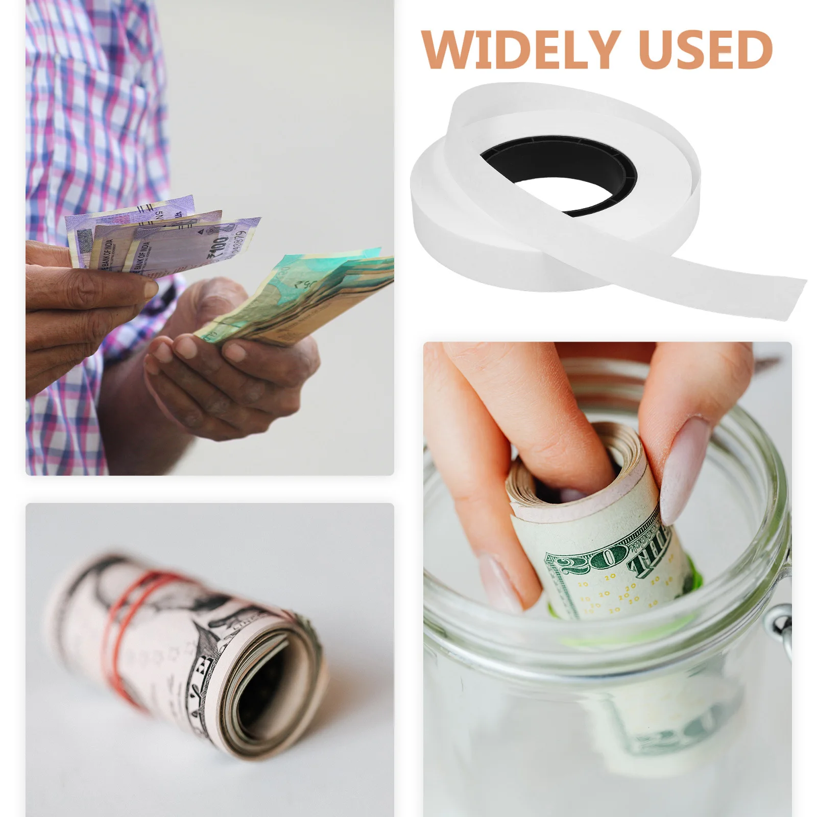 1 Roll Cash Bundling Tape For Banknote Strapping Machines High Efficiency Secure Fast Accurate Multipurpose Kraft Paper