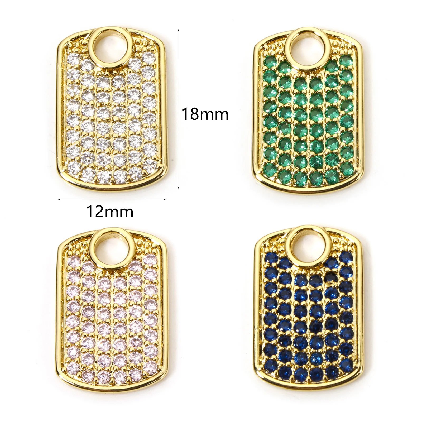 1pc New Brass Charms Geometric Rectangle Multicolor Micro Pave Pendant DIY Necklace Earrings For Women Jewelry Gift 18mm x 12mm