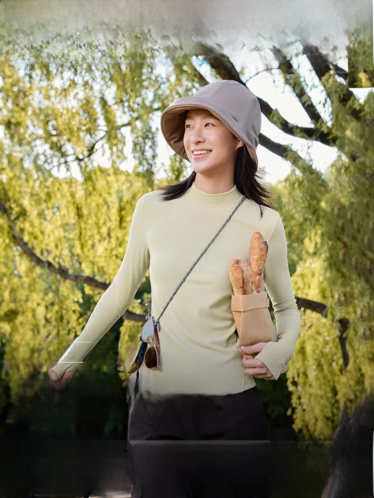 

Banana Le f High Collar Women's Base Layer irt Inner Wear Thermal Versatile Autumn Winter Skin-friendly Underwear Top