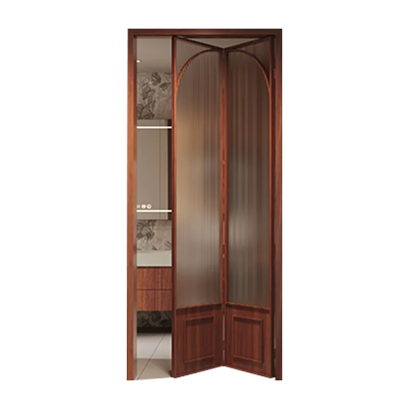 

Medieval walnut bathroom door aluminum alloy toilet toilet folding door