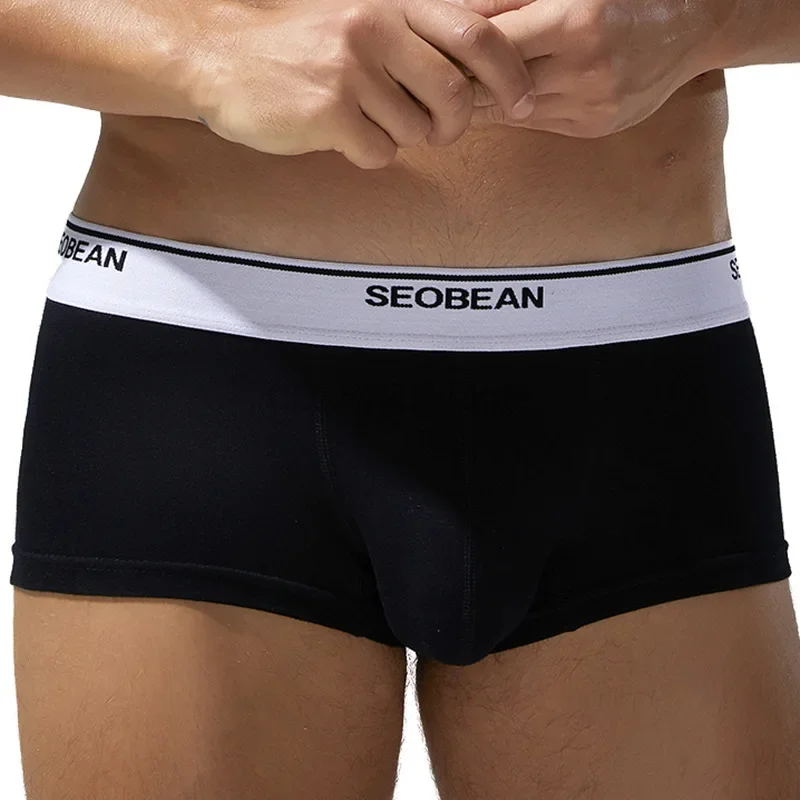 

Fashion Men's Shorts Seobean Underwear Solid Color Sexy Boxer Shorts Breathable Comfortable High Stretch Soft Underwear Men