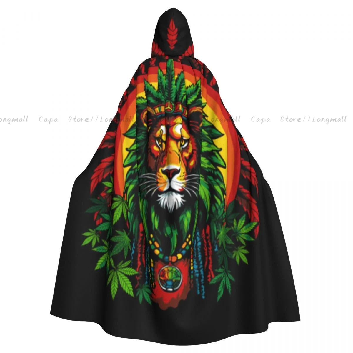 Witch Cloak Lion With Dreadlocks Rastafarian Subculture Jamaica Halloween Cosplay Costume Unisex Adult Cloak Retro Ages Cape