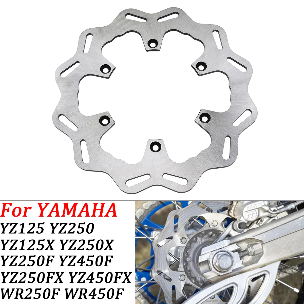 

For YAMAHA YZ125 YZ250 250F 450F 125X 250X 250FX 450FX WR250F WR450F 2002-2018 Dirt Bike Motorcycle Rear Brake Disc Rotor Disk
