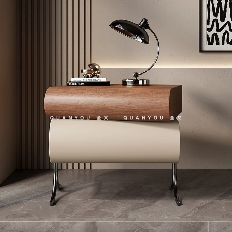 XKX-03 cabinet (rotatable) Italian-style clad antique bedside table Solid wood designer bedroom Medium antique wood grain light