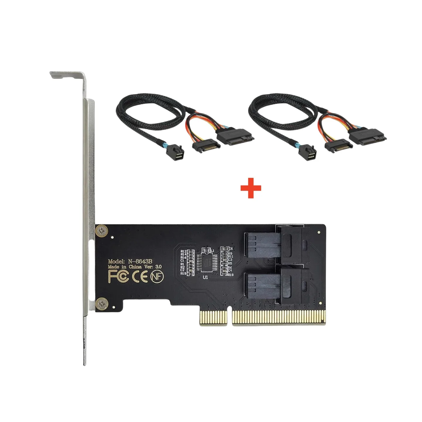 Carte adaptateur SFF-8643 + câble PCI-E 4.0 X8 NVME Riser vers double Port, câble de Conversion Mini SAS M.2 vers U.2 SFF-8639