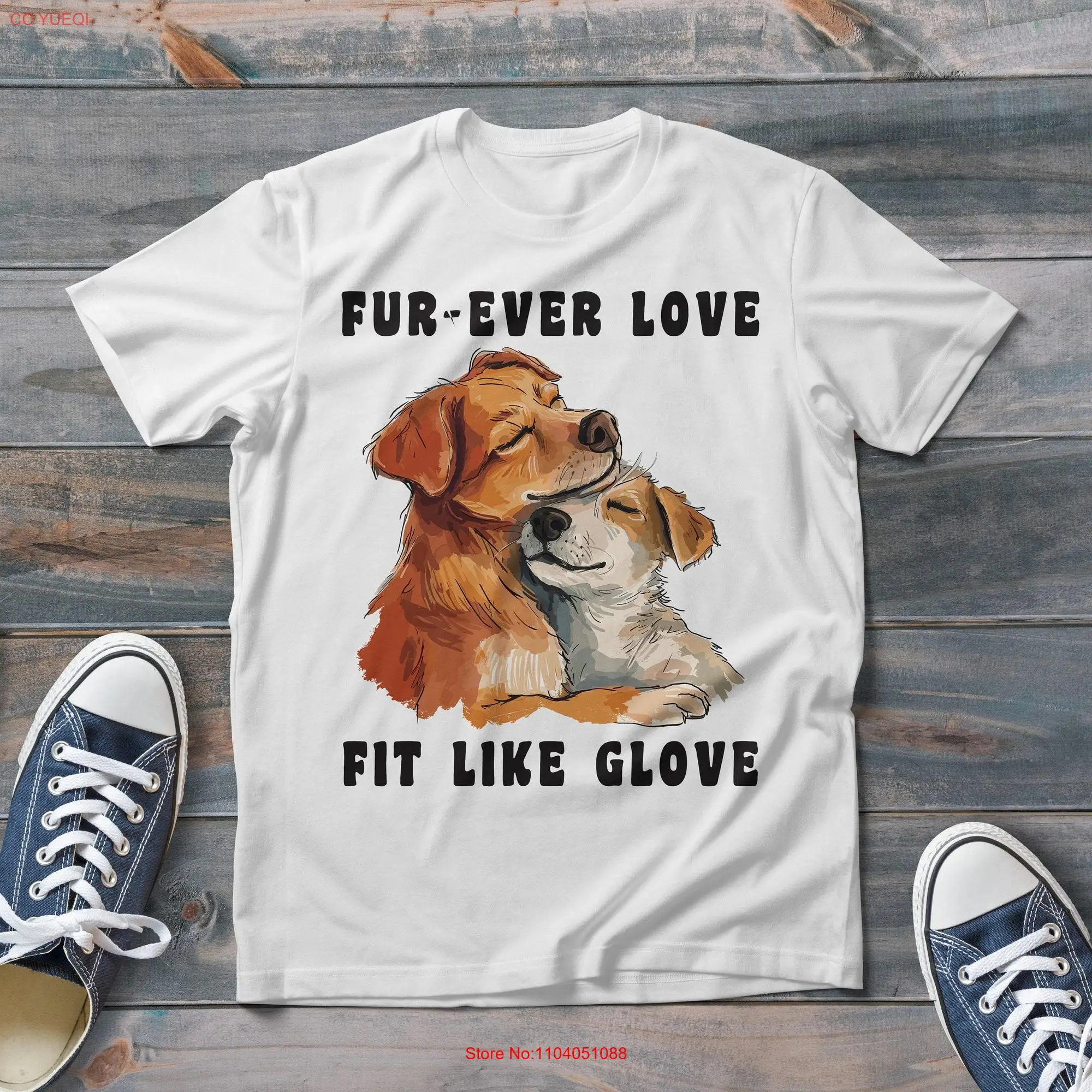 Dogs Couple Cuddling Furever Love T Shirt Romantic Vibe Vintage Trendy Style long or short sleeves