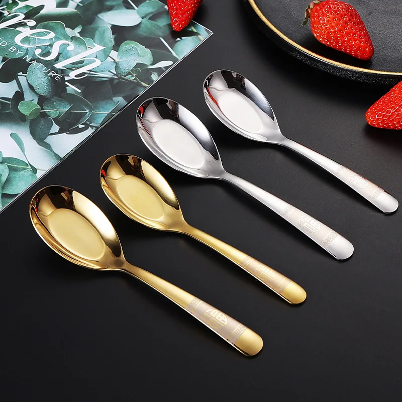 Jenny&Dave 304 stainless steel flat bottom spoon for home use, deep drinking spoon, spoon, Chinese style eating spoon, tableware