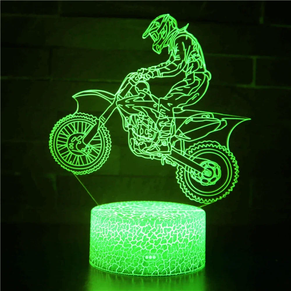 Imagem -04 - Nighdn-motorcycle Rider Led Night Light For Kids 3d Illusion Lamp Decoração do Quarto Aniversário e Presente de Natal Acrílico