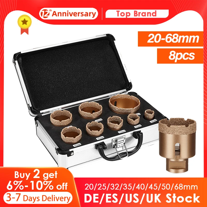 Tile Diamond Drill Set Hole Saw for Tiles Porcelain Ceramic Marble   Stone M14 Thread 20-68mm with Portable Aluminum Case