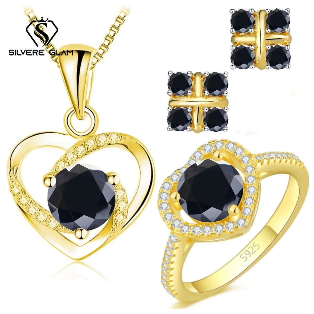 925 فضة طقم مجوهرات على شكل قلب 2.8CT D اللون مويسانيتي المرأة غرامة مجوهرات خاتم القرط قلادة هدية عيد الحب الزفاف