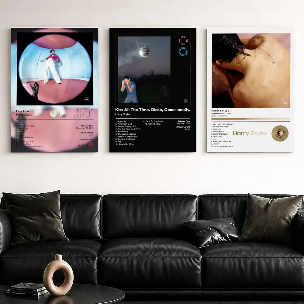 Singer Album H-Harry S-Styles Framed Wall Painting Ready to Hang Canvas Poster for Bedroom Living Room Hallway Home Decor Gift