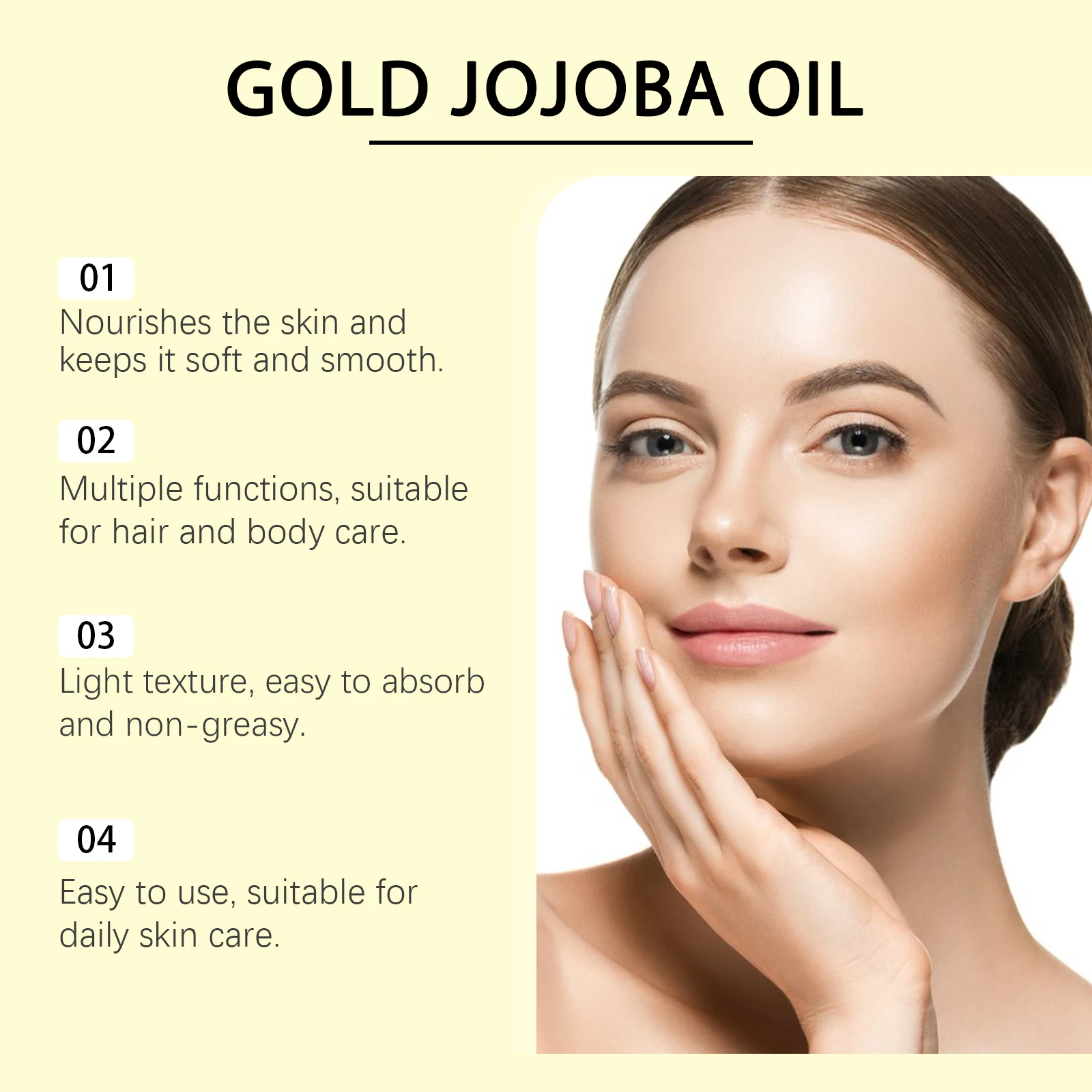Organic Jojoba Oil Reduce Frizz Split Ends Breakage Nourishing Root Smoothing Hair Essence Shrink Pores Tender Skin Care Serum